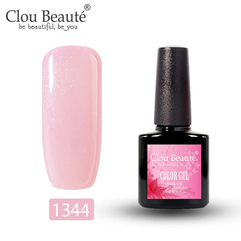 1344 Clou Beaute Gel Nail Polish Glitter Sequins Lakiery Hybrydowe Soak Off UV Gel Varnish Esmalte Para Unha Nails Gel UV Colors - Цвет: 1344