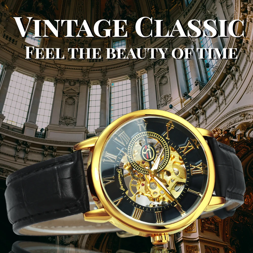 FORSINING Skeleton Watch Mechanical Watches Mens Top Brand Luxury Male Wristwatch Leather Strap часы мужские спортивные