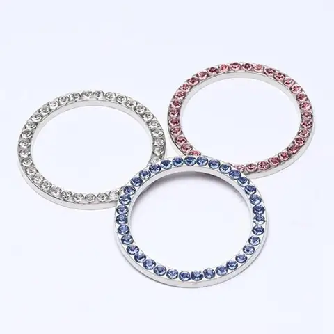Car Key One Button Start Ring Diamond Start Ring One Button Start Decorative Ring Rhinestone Car Decal Ring Button