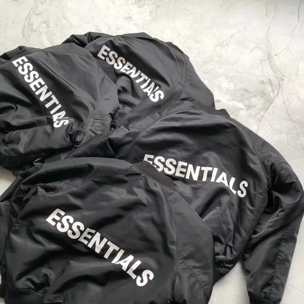 

2019 FG Essentials Logo Printed Women Men Cotton Padded Jacket Coat Hiphop Streetwear Men Oversized Winter Jacket