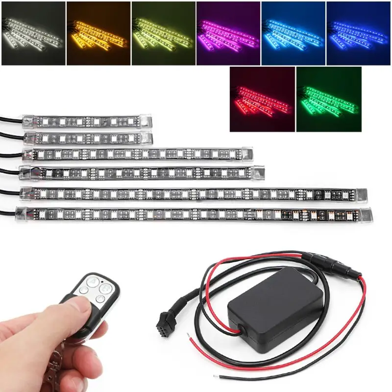 6 шт. 5050 SMD гибкий RGB мигающий светильник светодиодный пульт дистанционного управления для мотоцикла
