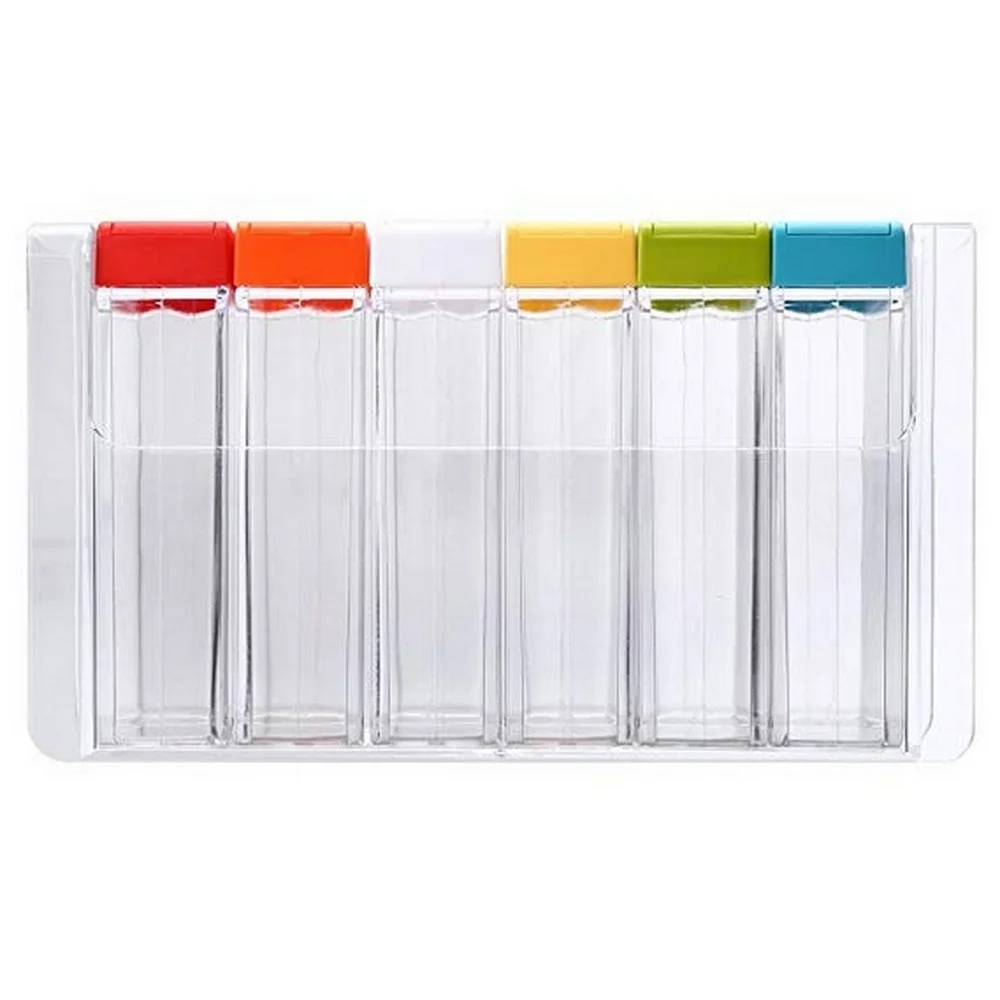 6pcs/set Acrylic transparent Spice Jar with colorful lid spice box Kitchen Tools Salt Condiment Cruet Storage box Containers