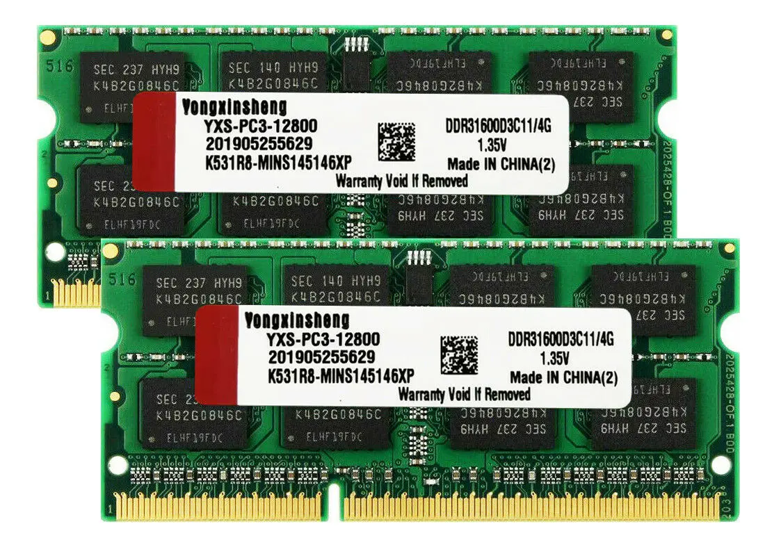 Yongxinsheng 4gb Ddr3l 8gb Ddr3l 1600mhz Laptop Memory Pc3l Non Ecc 1 35v 4pin Sodimm Ram Cl11 Unbuffered Rams Aliexpress