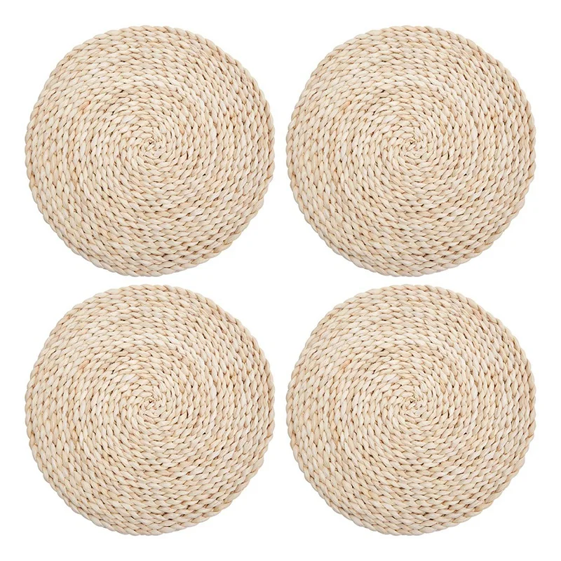 

Natural Woven Mat Round Woven Straw Cutlery Mat Rattan Mat Manual Dining Table Mat Insulation Mat Non-Slip Mat