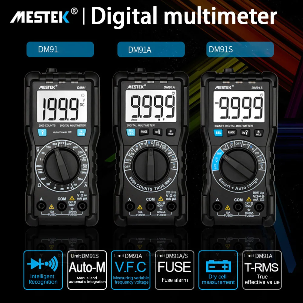 Цифровой мультиметр MESTEK DM91/DM91A/DM91S высокоточный амперметр