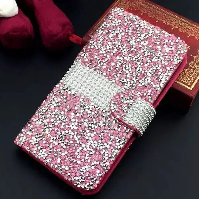 Роскошные Стразы кожаный чехол для iPhone 6S Чехол-книжка телефона в виде украшения