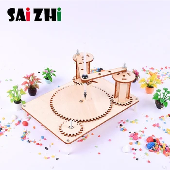 

Saizhi Kids Creative DIY Assembled Wooden Electric Plotter Kit Model Automatic Painting Drawing Robot Science Physics Experiment