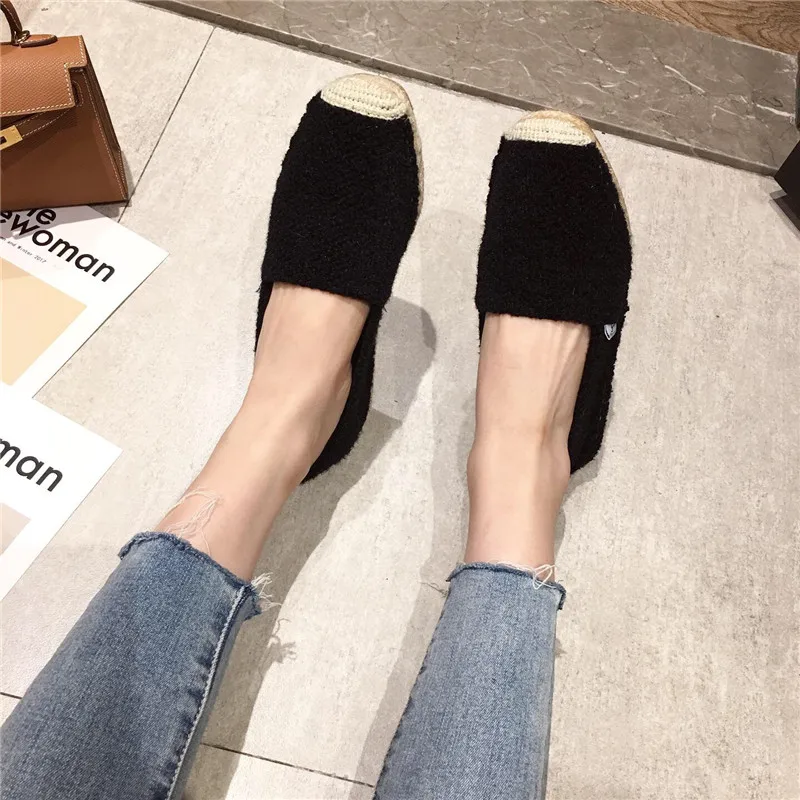 Flock Lazy fisherman oxfords shoes woman straw rope knitted espadrilles creepers slip on ladies flats loafers single shoes