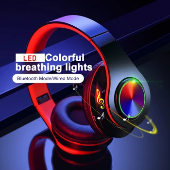 

B39 Wireless Bluetooth Headphones Hifi Stereo Portable Folding LED Colorful Breathing Light with MIC Support TF Card Mp3 Player