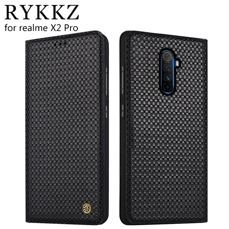 Чехол книжка из натуральной кожи для OPPO realme X2 Pro магнитный чехол C2 кожаный