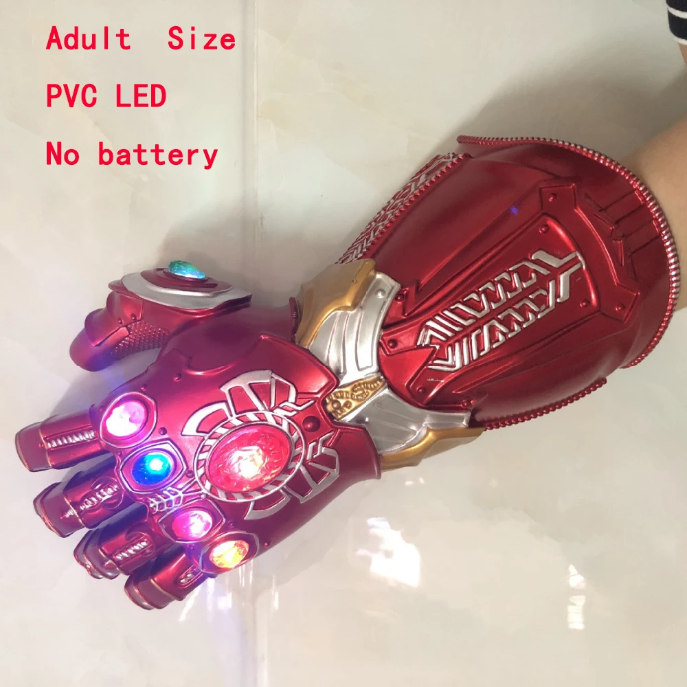 Adult No battery Танос бесконечная перчатка война косплей супергерой Мстители светодиодный светильник вспышка светодиодный латексные перчатки Хэллоуин Вечерние - Цвет: Adult No battery