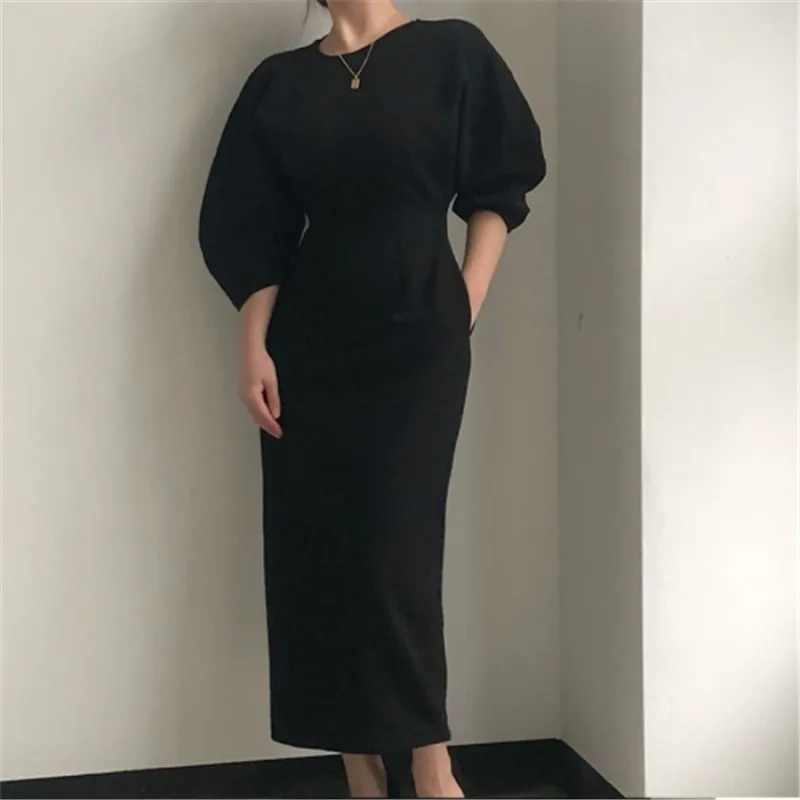 RUGOD New French Style Hip Wrapped Long Dress Women Collect Waist Tight Slim Fit Party Dresses Ladies