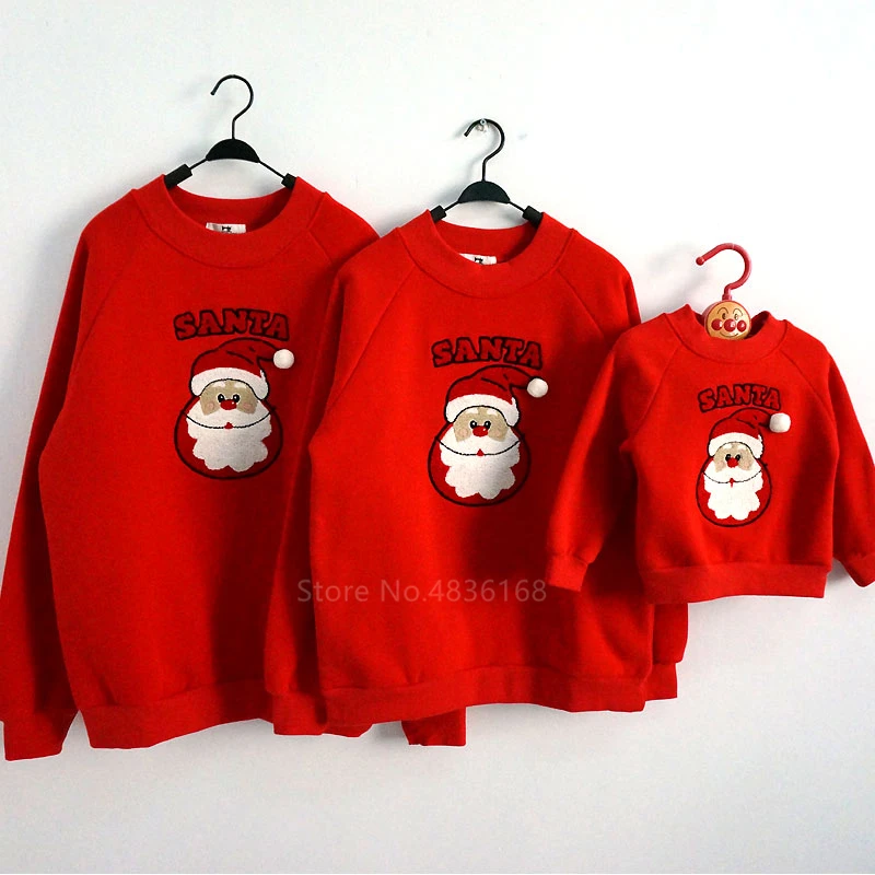 Рождественские свитера; коллекция года; Семейные комплекты; Рождественская Пижама с вышитым оленем и Санта-Клаусом для маленьких девочек и мальчиков; Новогодняя Пижама для мамы