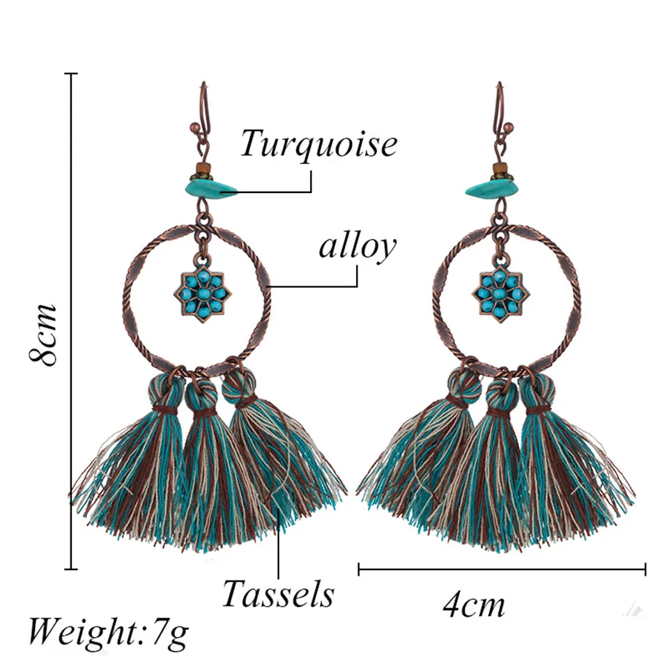 Exaggerated natural stones bead long tassel earrings 2020 New bohemian brincos bijoux Crystal dangle drop earrings women jewelry（1-1-1）