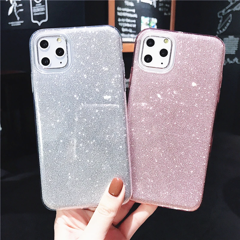 Модный Блестящий порошковый блестящий чехол для iPhone 11 Pro Max X XR XS 12 Mini 7 8 Plus 6S SE2020