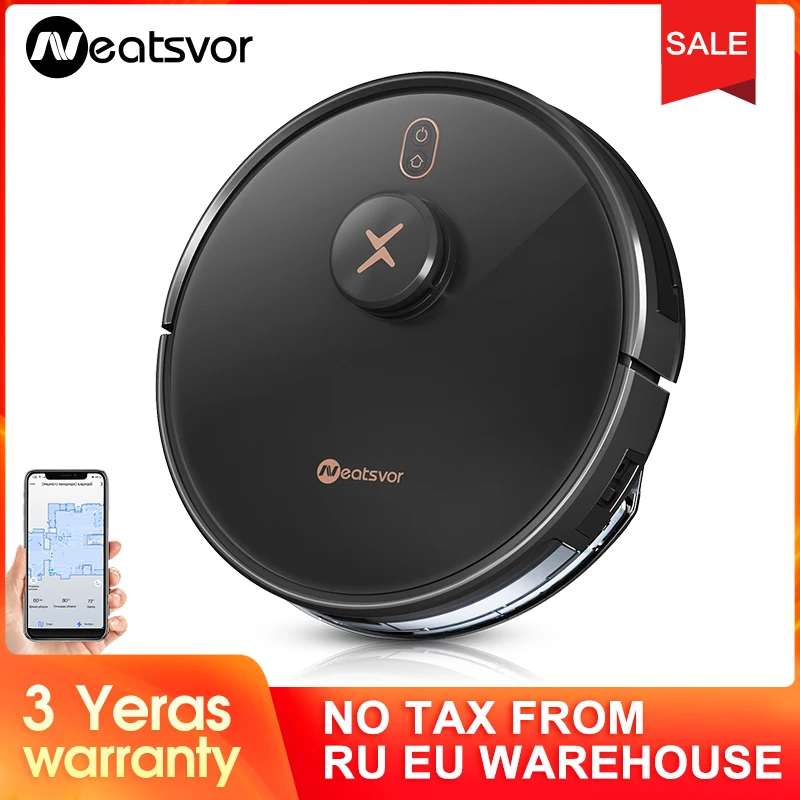 NEATSVOR-Robot aspirador X600 Pro, aspiradora con succión potente de 6000PA, automática de 5200mA Carga, navegación láser de vacío, Area de limpieza