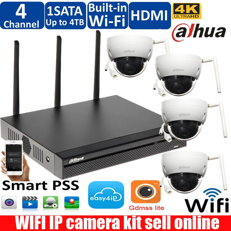 Dahua беспроводная wifi NVR4104HS-W-4KS2 камера система с 4 шт 3MP купольная IP беспроводная ИК ночного видения Водонепроницаемая уличная Wifi камера