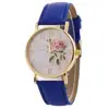 Rose Flower Round Dia Watch Women Elegant Watches Faux Leather Band Arabic Number Quartz Wristwatch Montre Femme Christmas Gift 2