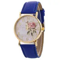 Rose Flower Round Dia Watch Women Elegant Watches Faux Leather Band Arabic Number Quartz Wristwatch Montre Femme Christmas Gift 2