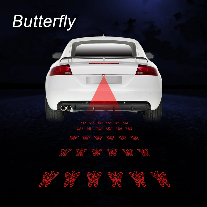 Butterfly CARCTR автомобильный противотуманный светильник Предупреждение ющий светильник для предотвращения столкновений задний узор проекционный лазерный задний противотуманный фонарь автомобильный модифицированный тормозной фонарь 1 комплект - Испускаемый цвет: Butterfly