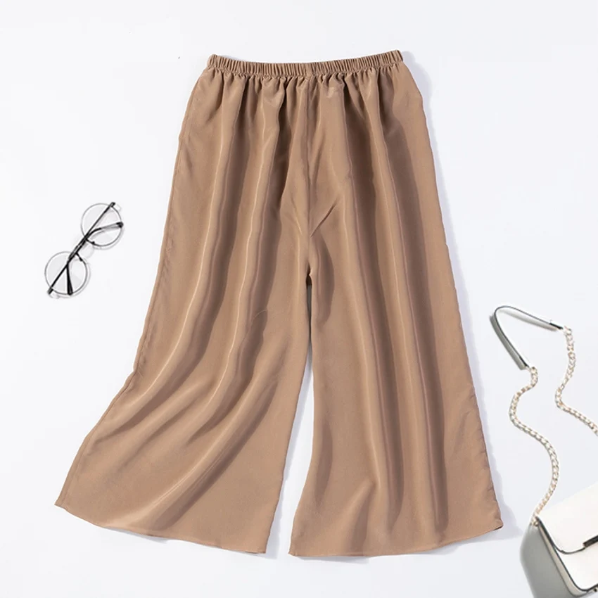 Women's 100% Pure Silk Elastic Waist Capri Pants Trousers Multi Colors one size JN135 Women's 100% Pure Silk Elastic Waist Capri Pants Trousers Multi Colors one size JN135