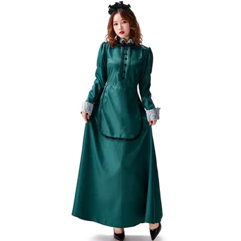 

New Arrival Dark Green Palace Maid Costume Cosplay Halloween Costume For Women Carnival Party Suit Dress Up