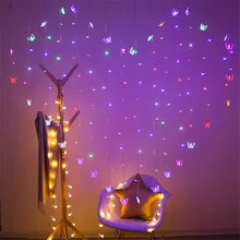 

Heart Light Garland Led Curtain Lamp With Photo Clip Butterfly Ornaments Valentine Wedding Decorations For Your Bedroom 2mX1.5m