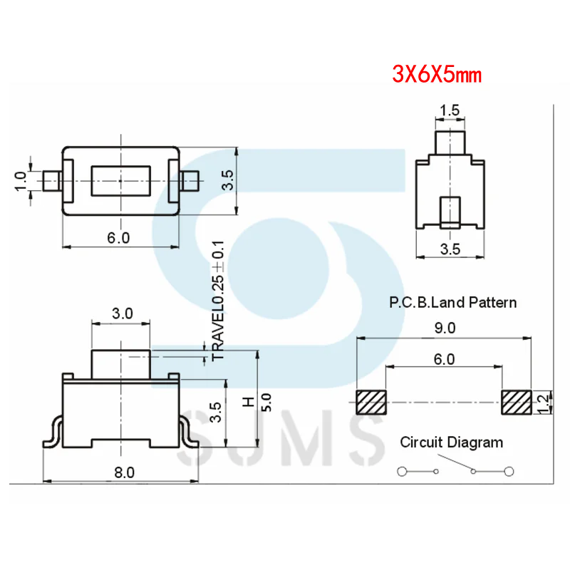 10 typ Tactile Push Button Touch Micro Schalter Tasten Schlüssel Komponente Paket Auto Fernbedienung Schlüssel Schalter 4*4*0,8 1,5 3*6*5 – Detail 17