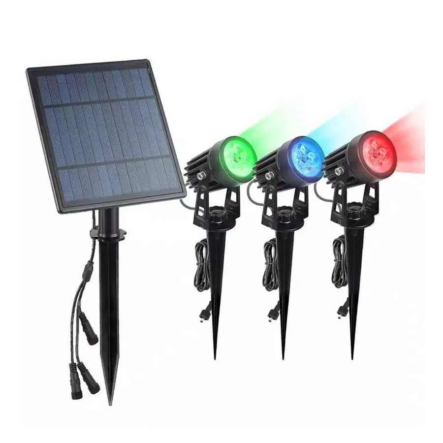 Thrisdar 9W RGB Changeable Solar Spotlight Waterproof IP65 Solar LED Landscape Solar Lawn Light Garden Courtyard Solar Spot Lamp