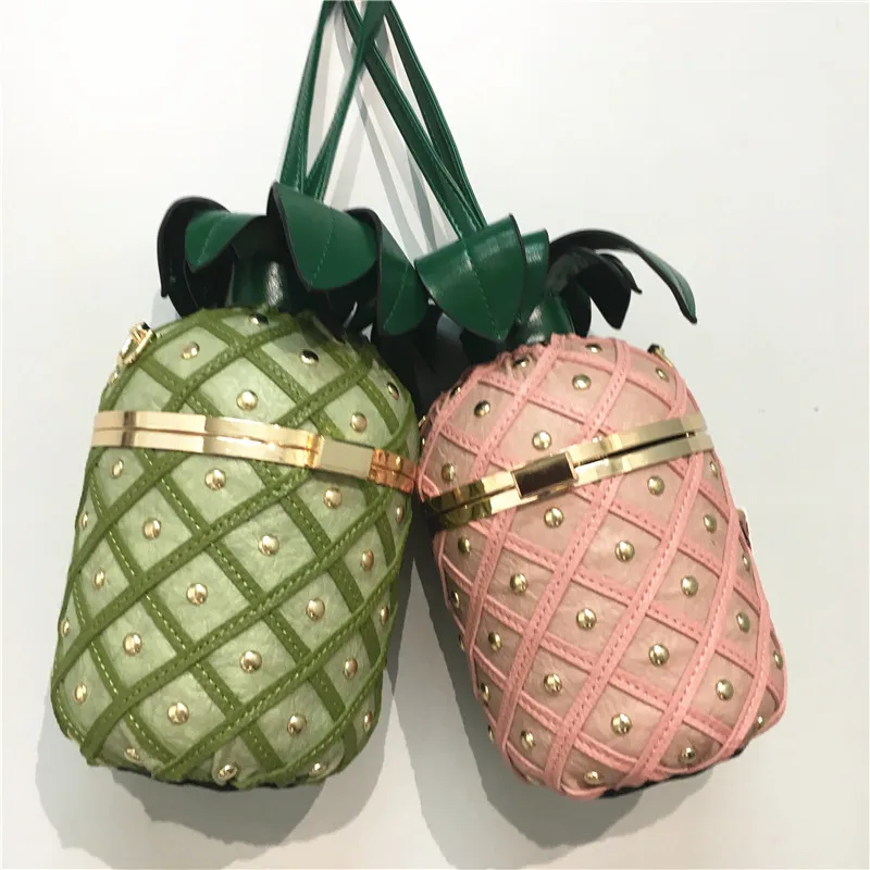 High quality new style handbag chain metal buckle shoulder bag rivet stitching simulation pineapple shape bag wallet