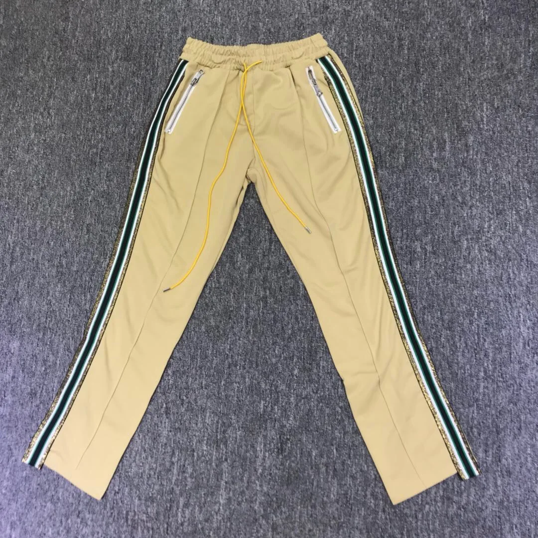 2019fw лучшая версия Rhude боковая Золотая Полоска для женщин и мужчин, штаны для бега в стиле хип-хоп, мужские повседневные спортивные штаны для бега - Цвет: 3