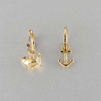 

High quality SWA fashion underwater world shark anchor girl Earrings