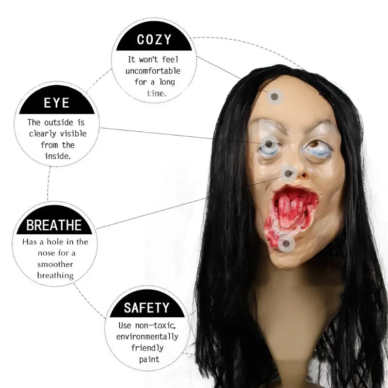 Halloween Horror Female Ghost Wig Mask Headgear Festival Party Game Supplies R7RB