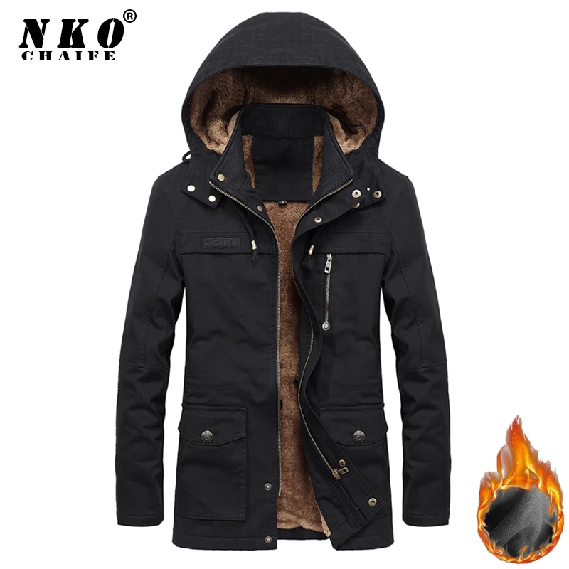 

2021 Winter New Thick Warm Fleece Parkas Jacket Coat Men Fashion Casual Outdoor Jacket Men Windproof Hooded Military Parkas Men