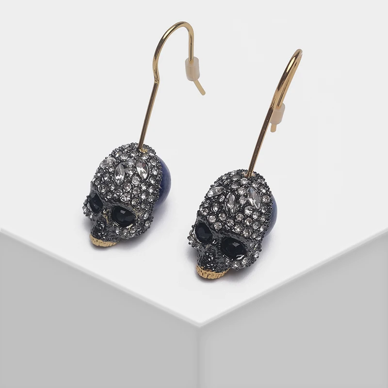 

Skull design pendant retro shiny drop earrings
