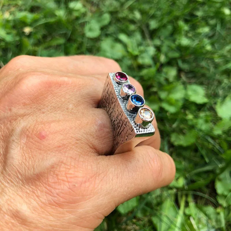 Очаровательные креативные ветви четыре тона Стразы кольца на палец Бохо этнические античные серебряные Простые Модные кольца для женщин подарок Z4D325