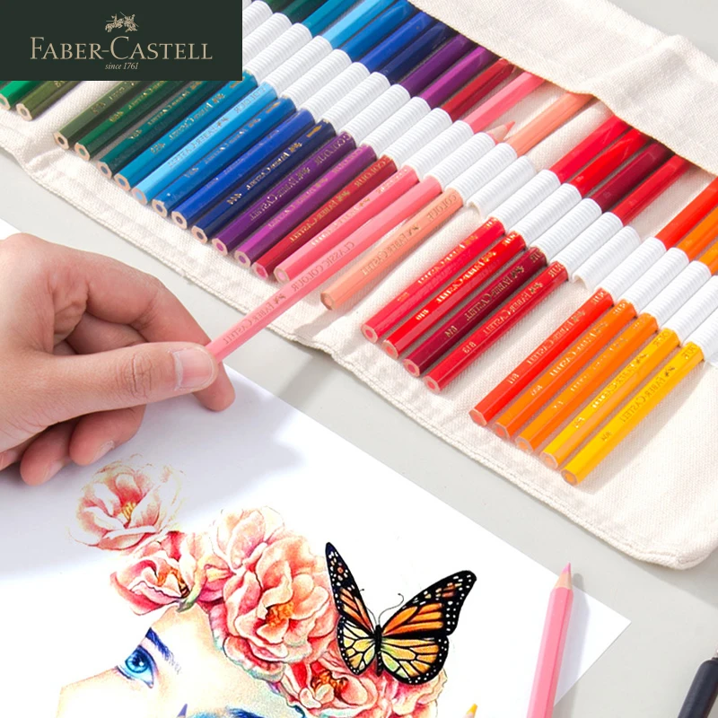 FABER CASTELL 캔버스 펜 커튼 50/64/76 구멍 연필 가방 케이스 홀더 롤업 스케치 연필 보관 주머니 학생 그림 도구