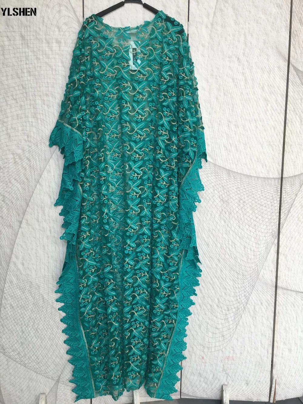 Plus Size African Dresses for Women Dashiki Lace Embroidery Flower African Clothes Robe Boubou Africain Clothing Africa Dress 06
