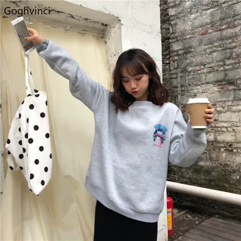 

Sweatshirts Women Thick Printed Long Sleeve Tops Hoodies Comfortable Womens Hoodie Loose Clothes Korean Style Sweatshirt Casual