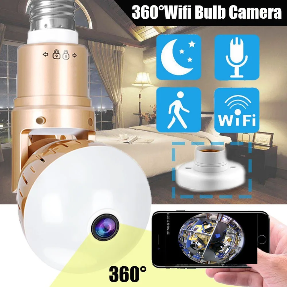 Лампа wifi ip камера 1080P Беспроводная панорамная 360 рыбий глаз 2mp умный дом cctv