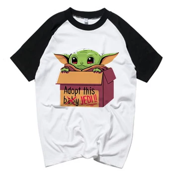 

Lovely Baby Child Yoda T Shirt Men Two Color Mandalorian T-Shirt Short Sleeved Cotton Print Tshirt Fan Tee Gift Idea Merchandise