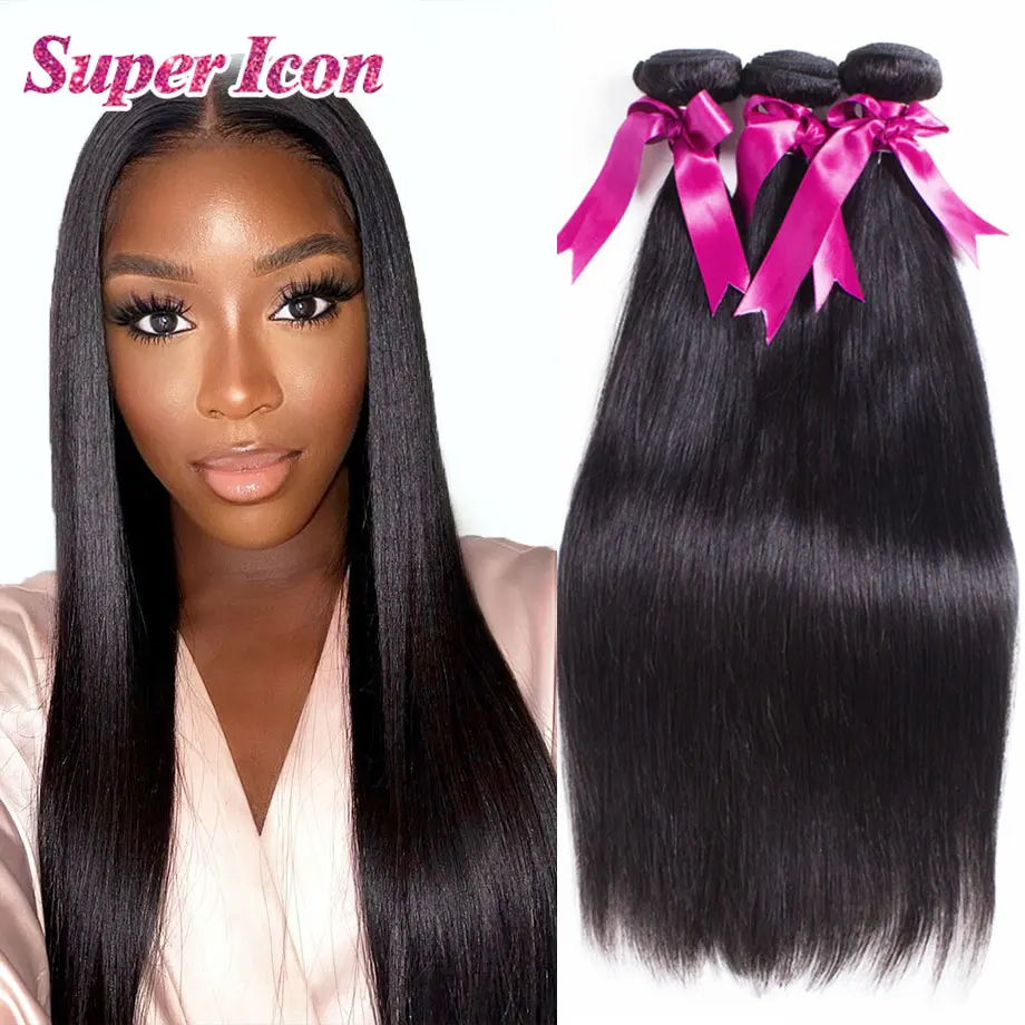 Weaving-Bundles Human-Hair-Extensions Natural Straight Super-Icon 30inch Brazilian Remy-3