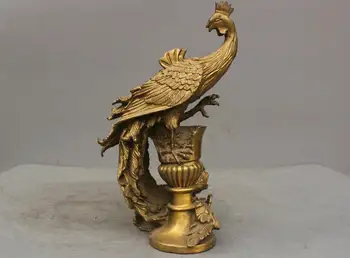 

rui 11'' China Folk Fengshui Phoenix Bird Bronze Statue