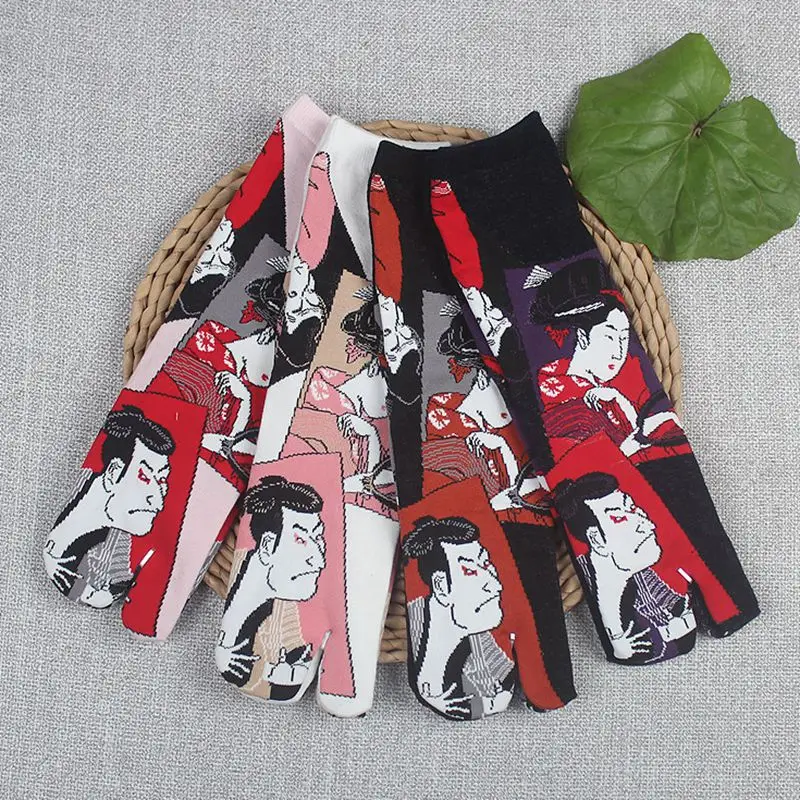 

Men Women Multicolor Split Toe Sandal Middle Geta Kimono Flip Flop Short Socks ZXY9797
