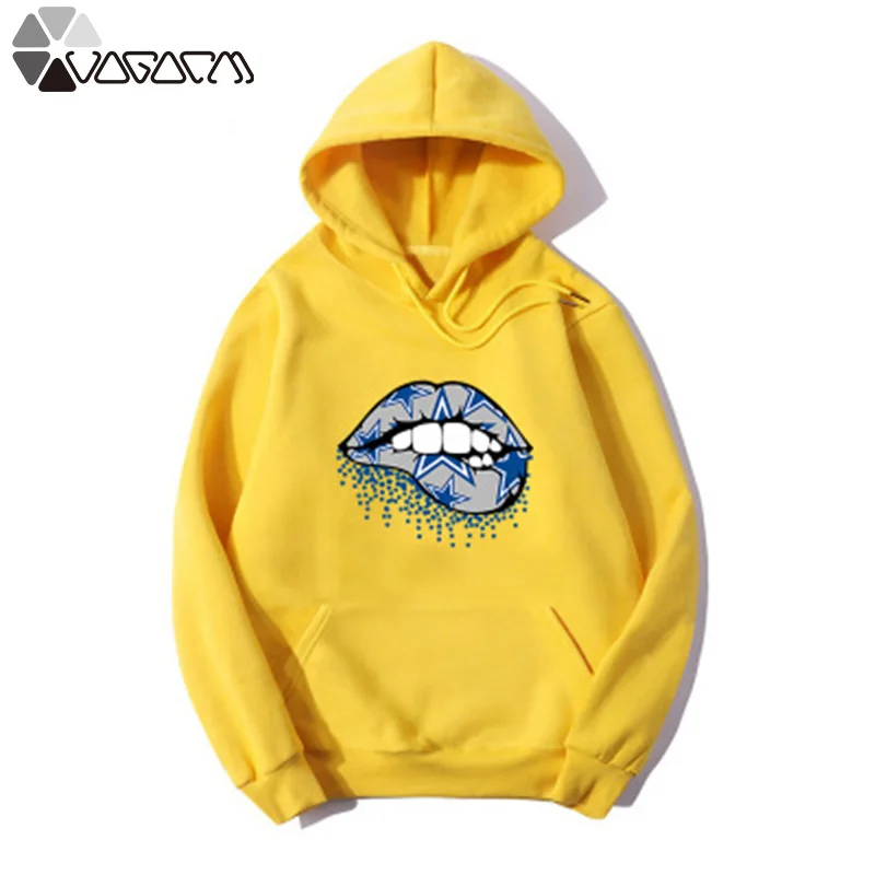 

Hooded Women Sweatshirt Lips Print Fleece Hoodies Long Sleeve Autumn Winter Casual Loose Harajuku Pullovers Bluza Damska Street