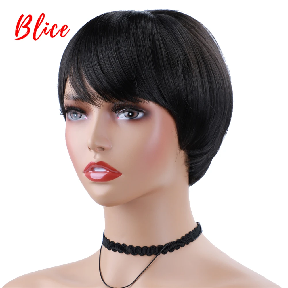 Blice короткие парики из искусственных волос натуральный черный термостойкий