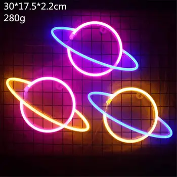 

LED Planet Neon Light Signs Moon Planet Neon Lamp USB or Battery Powered Wedding Party Decoration for Home Room Bar Decoration