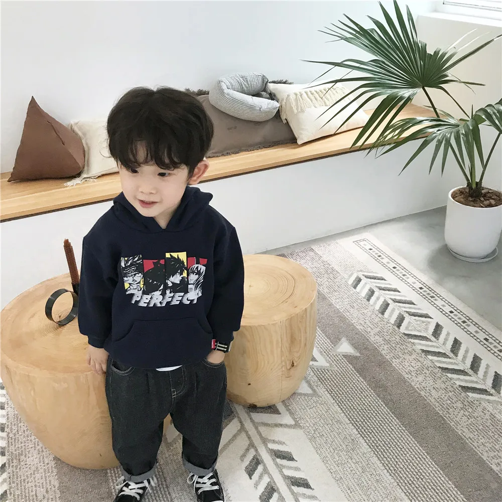 Tonytaobaby/осенне-зимняя одежда новая детская одежда для мальчиков и девочек Красивая флисовая толстовка в стиле хип-хоп с героями мультфильмов