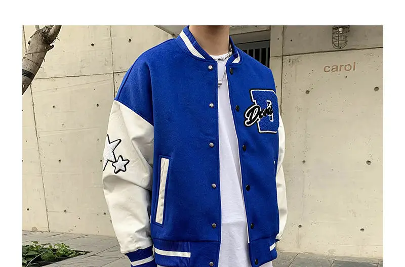 American letter towel embroidered jacket coat men's Y2K street hip-hop retro baseball uniform couple casual all-match jacket top
