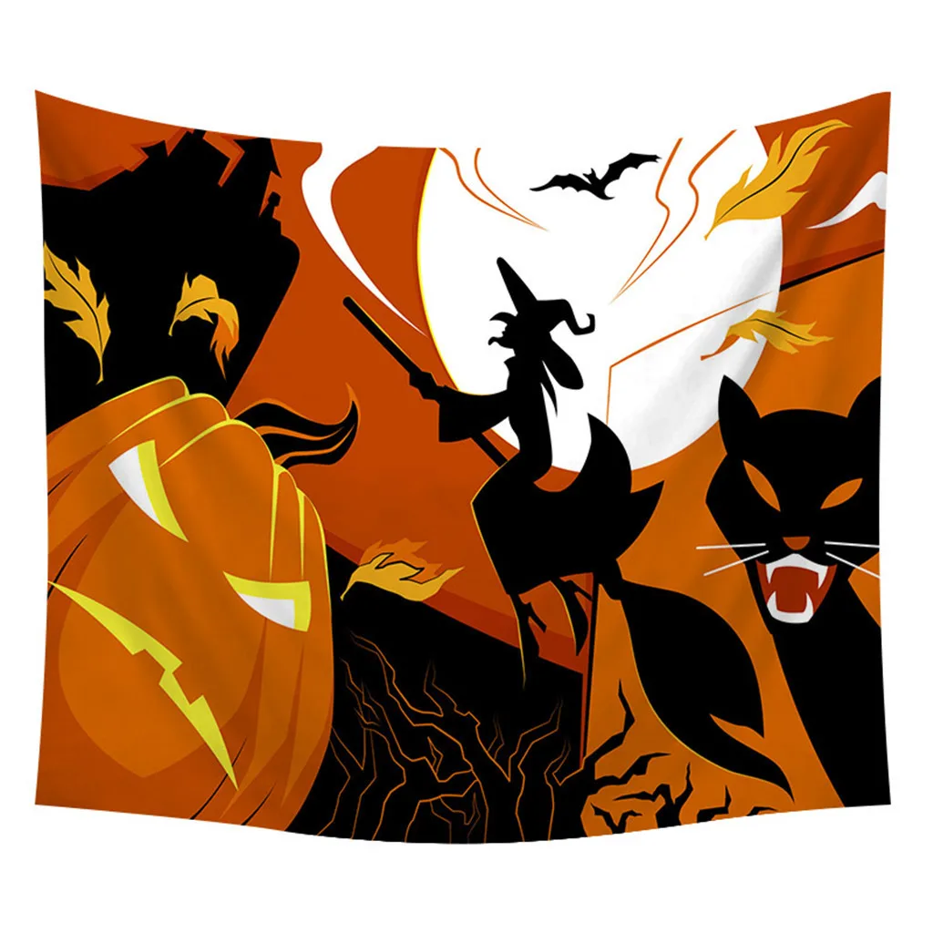 Halloween Creative Tapestry Purple Moon Night Castle Theme Printing Wall Hanging Tapestry Home Decoration Blanket